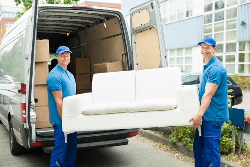 London man with a van parked on a London street, accessible service concept